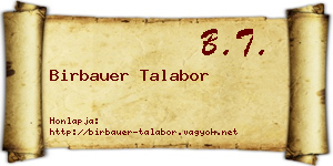 Birbauer Talabor névjegykártya